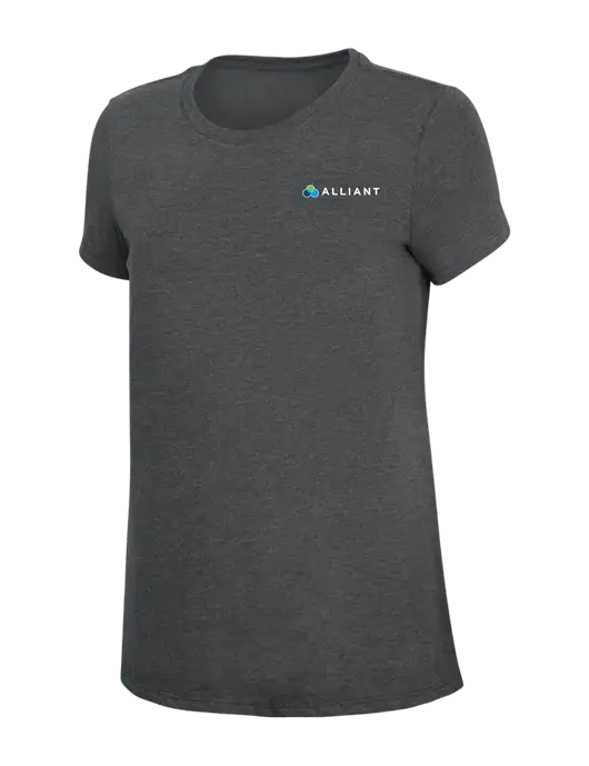 Womens Simply Soft Charcoal 4.5oz Poly/Combed Ring Spun Cotton T-Shirt w/Alliant Logo