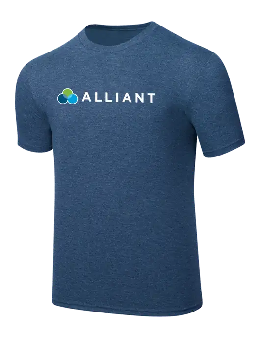 Simply Soft Heathered Navy 4.5oz  Poly/Combed Ring Spun Cotton T-Shirt w/Alliant Logo