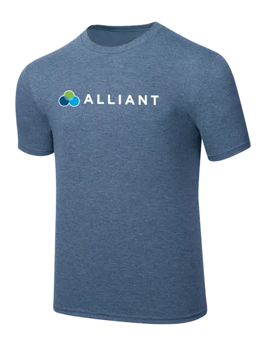 Simply Soft Light Slate Blue Heathered 4.5oz  Poly/Combed Ring Spun Cotton T-Shirt w/Alliant Logo