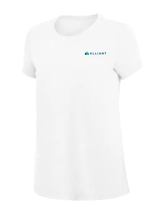 Womens Simply Soft White 4.5oz Poly/Combed Ring Spun Cotton T-Shirt
 w/Alliant Logo
