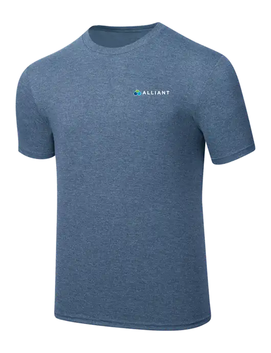 Simply Soft Light Slate Blue Heathered 4.5oz  Poly/Combed Ring Spun Cotton T-Shirt w/Alliant Logo