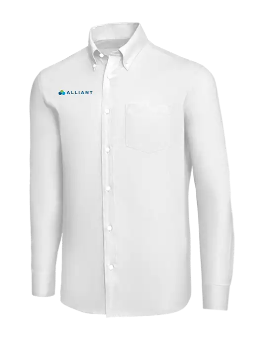 Brooks Brothers White Wrinkle-Free Stretch Nailhead Shirt w/Alliant Logo