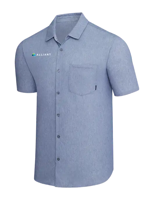 OGIO Slate Blue Heather Extend Short Sleeve Button Up Shirt w/Alliant Logo