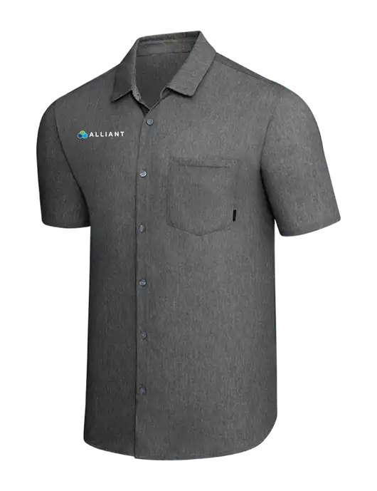 OGIO Dark Grey Heather Extend Short Sleeve Button Up Shirt w/Alliant Logo