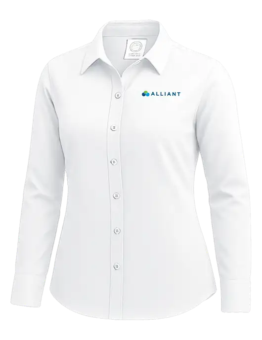 Brooks Brothers Womens White Wrinkle-Free Stretch Nailhead Shirt w/Alliant Logo