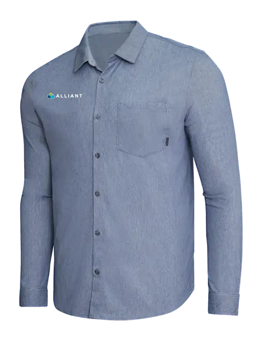 OGIO Slate Blue Heather Extend Long Sleeve Button Up Shirt w/Alliant Logo