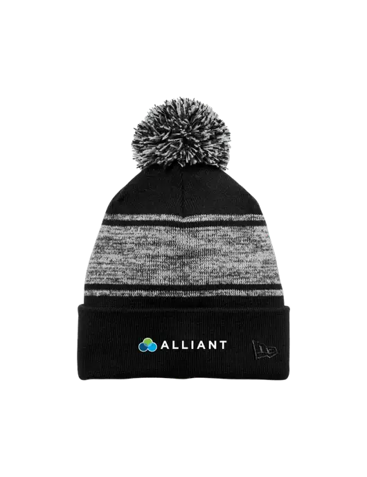 New Era Black/Charcoal Knit Chilled Pom Beanie w/Alliant Logo