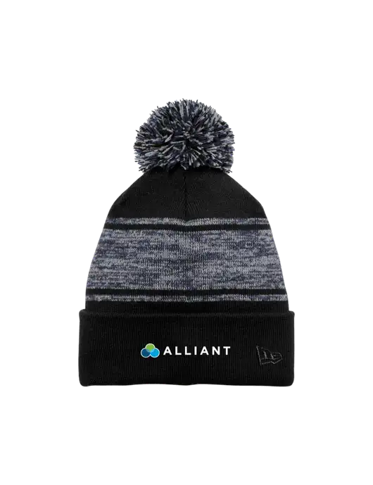 New Era Black/Navy Knit Chilled Pom Beanie w/Alliant Logo
