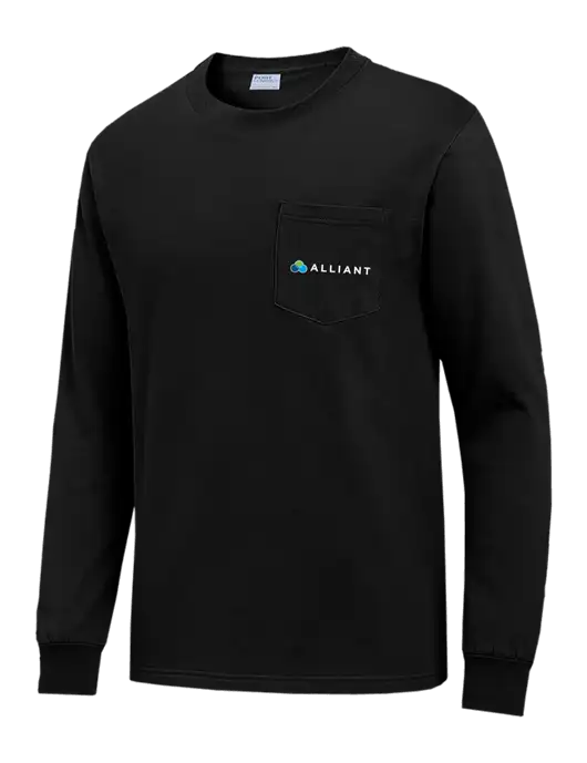 Black Long Sleeve Heavyweight 6.1 oz Pocket T-Shirt w/Alliant Logo