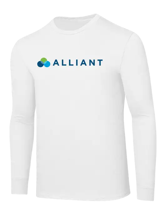 Core Blend White Long Sleeve Tee w/Alliant Logo