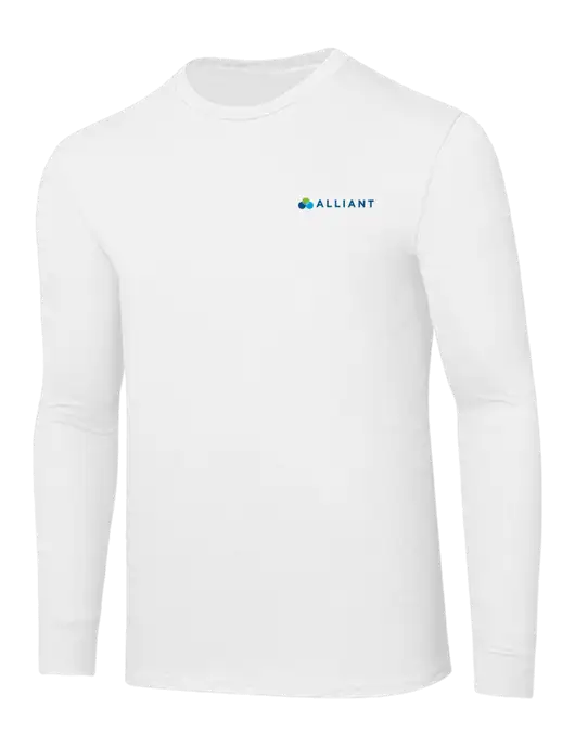 Core Blend White Long Sleeve Tee w/Alliant Logo