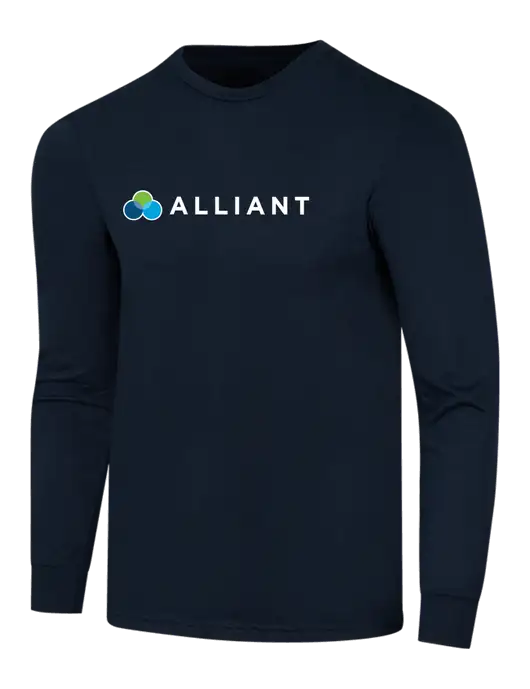 Simply Soft Long Sleeve Navy 4.5 oz, Poly/Combed Ring Spun Cotton T-Shirt w/Alliant Logo