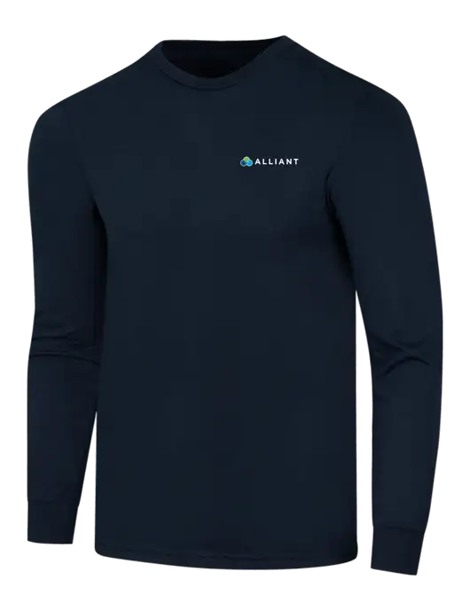 Simply Soft Long Sleeve Navy 4.5 oz, Poly/Combed Ring Spun Cotton T-Shirt w/Alliant Logo