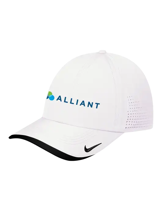 Nike White/Black Dri-FIT Perforated Performance Cap w/Alliant Logo