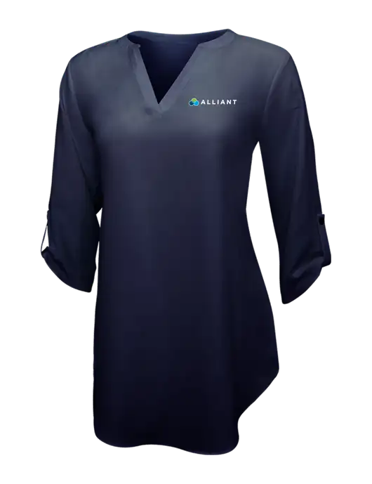 Navy Womens 3/4 Sleeve Tunic Blouse w/Alliant Logo