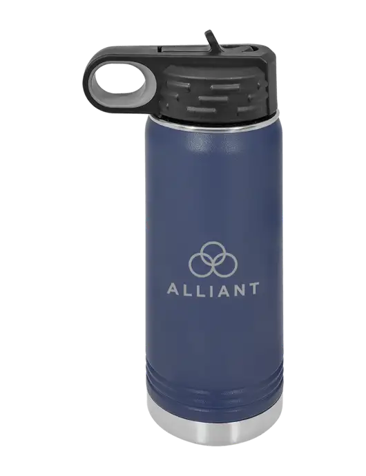 Polar Camel 20 oz Powder Coated Navy Vacuum Insulated Water Bottle w/Alliant Logo