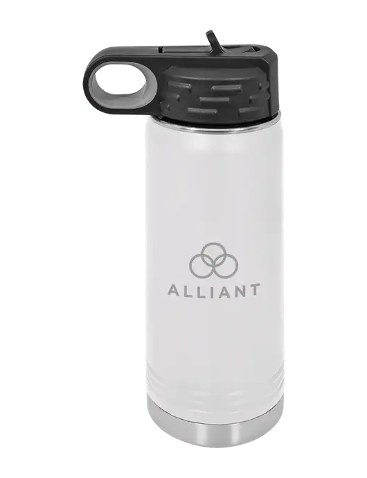 Polar Camel 20 oz Powder Coated White Vacuum Insulated Water Bottle w/Alliant Logo