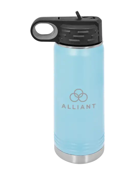 Polar Camel 20 oz Powder Coated Light Blue Vacuum Insulated Water Bottle w/Alliant Logo