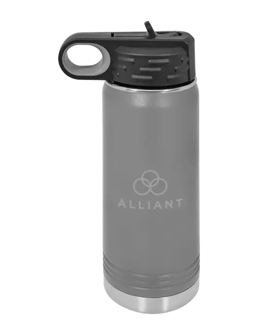 Polar Camel 20 oz Powder Coated Grey Vacuum Insulated Water Bottle w/Alliant Logo