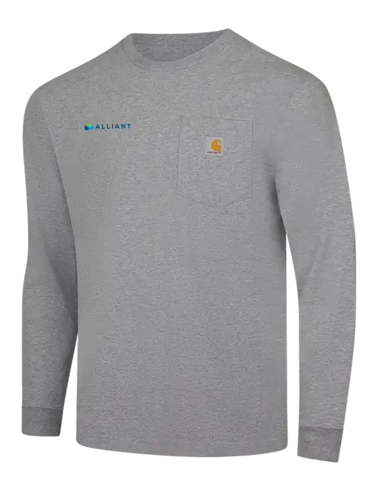 Carhartt Light Grey Heather Workwear Pocket Long Sleeve T-Shirt w/Alliant Logo