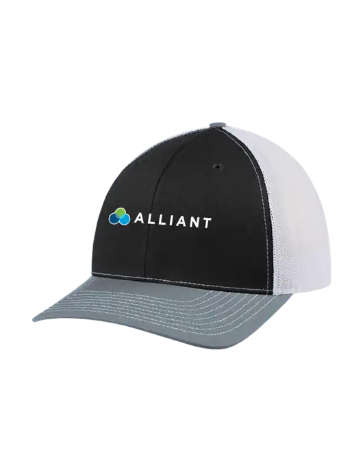Richardson Adjustable Snapback Original 112 Trucker Cap Black/Light Heather Grey/White Mesh w/Alliant Logo