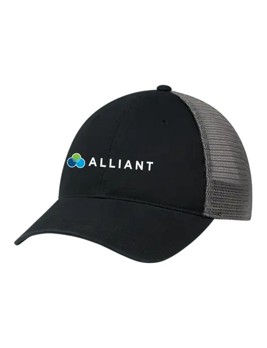Richardson 111 Garment Washed Trucker Cap Black w/Charcoal Mesh w/Alliant Logo