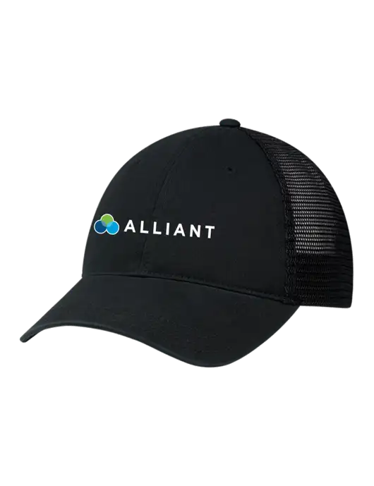 Richardson 111 Garment Washed Trucker Cap Black w/Black Mesh w/Alliant Logo