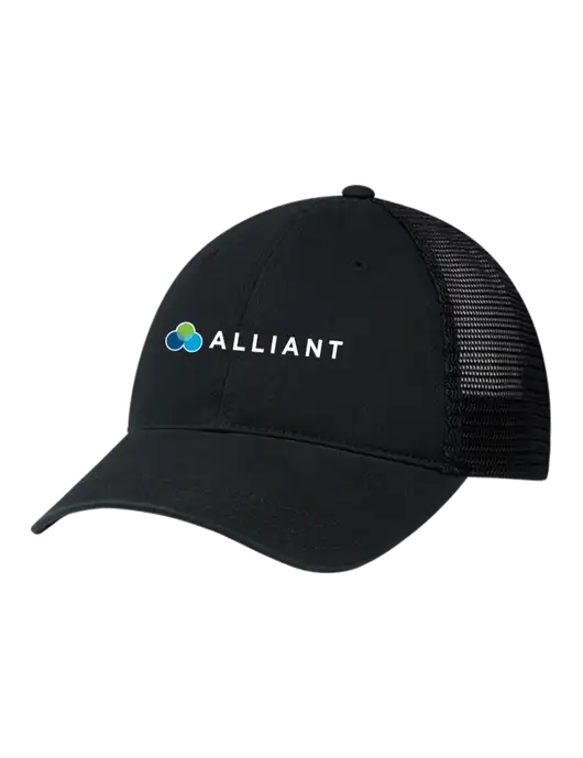 Richardson 111 Garment Washed Trucker Cap Black w/Black Mesh w/Alliant Logo