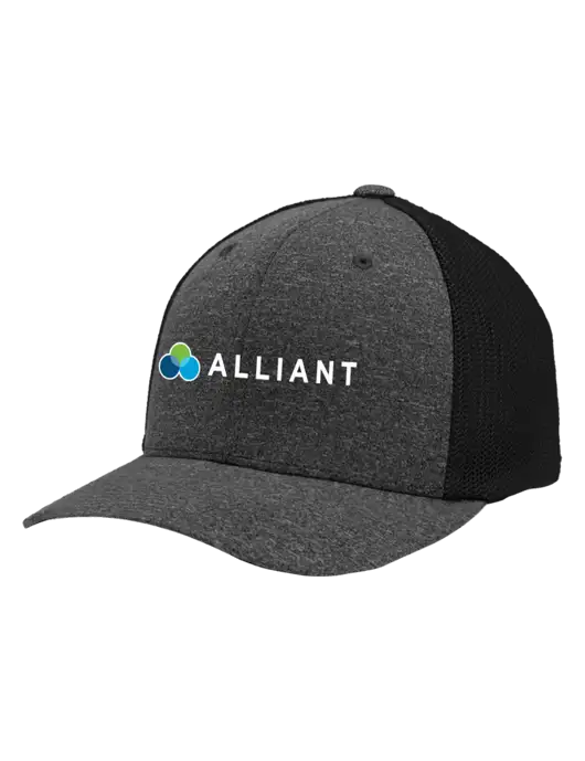 Flexfit Black/Dark Charcoal Heather Melange Mesh Back Trucker Cap w/Alliant Logo