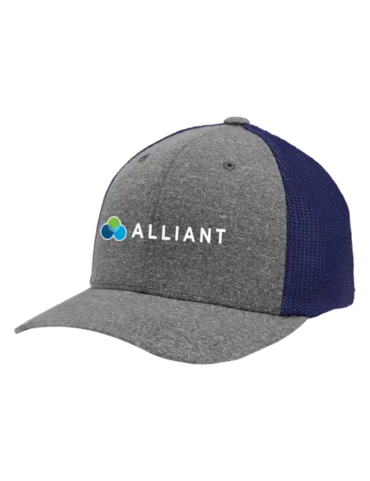 Flexfit Navy/Medium Grey Heather Melange Mesh Back Trucker Cap w/Alliant Logo