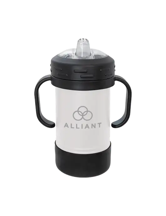 Polar Camel 10 oz Powder Coated White Sippy Cup w/Alliant Logo