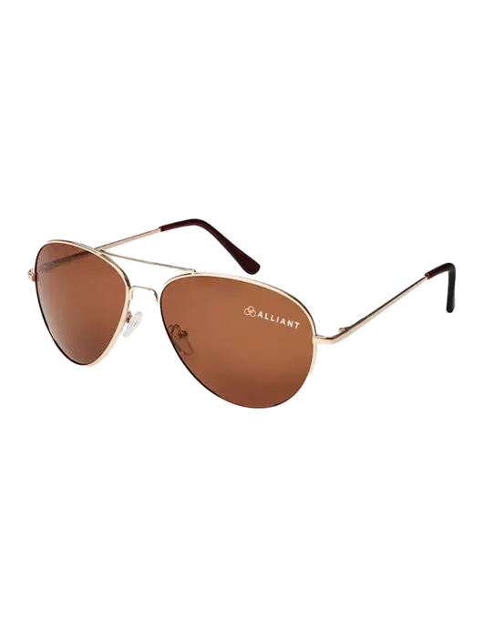 Aviator Coffee Brown with Gold Sunglasses  w/Alliant Logo