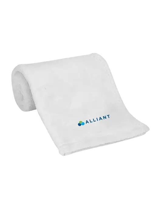 White Alpine Fleece Mink Touch Luxury Baby Blanket  w/Alliant Logo