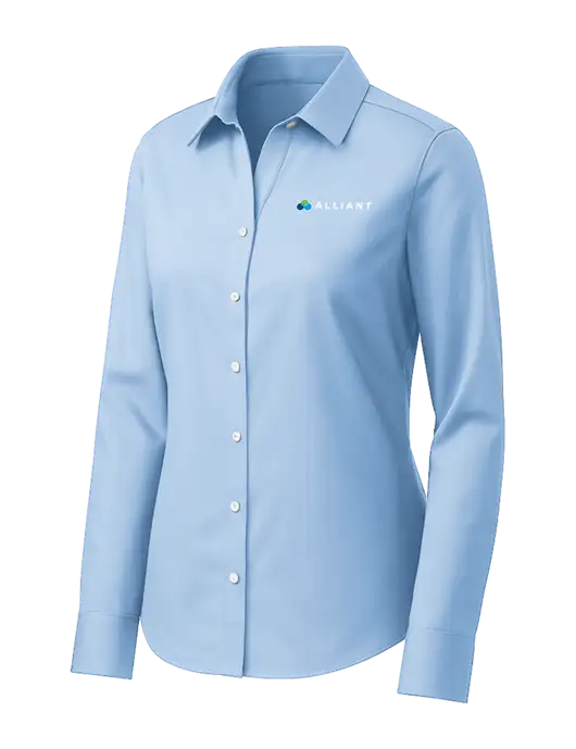 Brooks Brothers Womens Light Blue Wrinkle-Free Stretch Pinpoint Shirt w/Alliant Logo