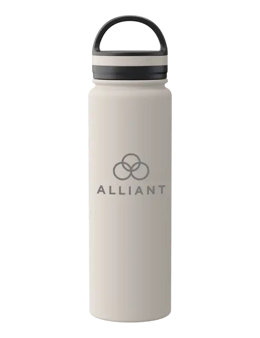 34oz Wide Mouth Stainless Steel Light Taupe Bottle w/Alliant Logo