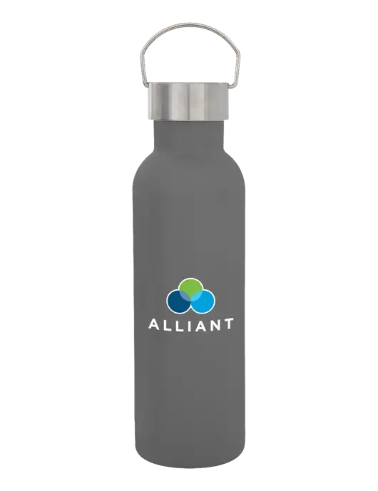 28 oz Medium Grey Bubbli Stainless Steel Bottle w/Alliant Logo