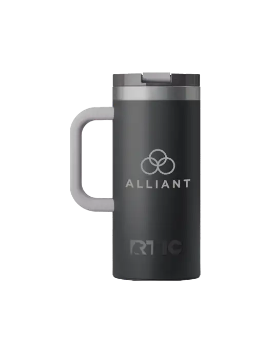 RTIC Road Trip 16 oz Charcoal Travel Mug w/Alliant Logo