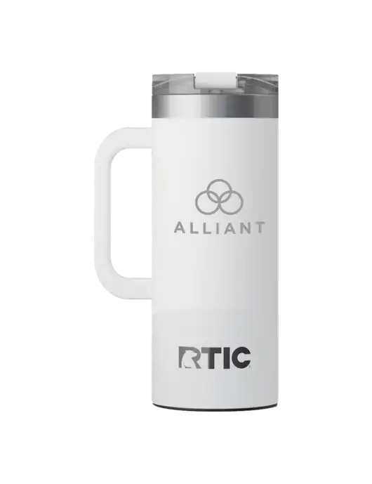 RTIC Road Trip 20 oz White Travel Mug w/Alliant Logo