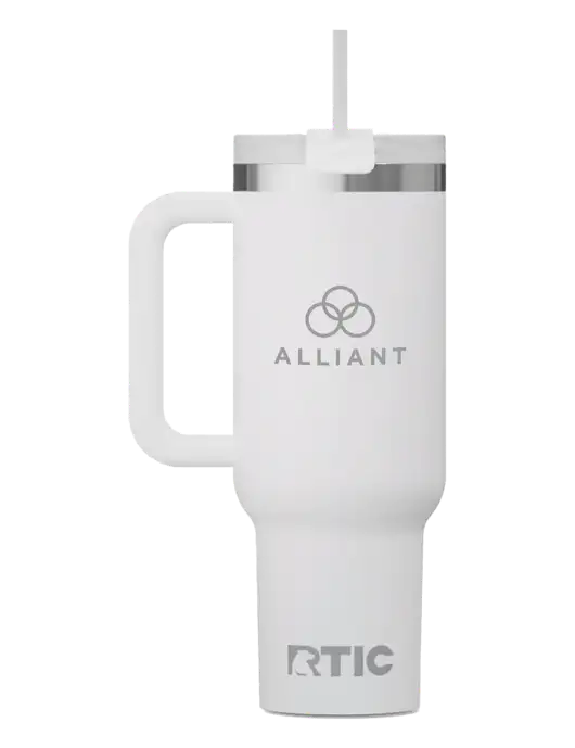 RTIC Road Trip 40 oz White Tumbler  w/Alliant Logo