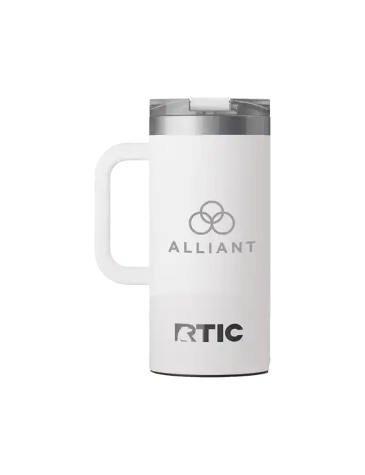 RTIC Road Trip 16 oz White Travel Mug w/Alliant Logo