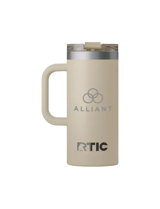 RTIC Road Trip 16 oz Tan Travel Mug w/Alliant Logo