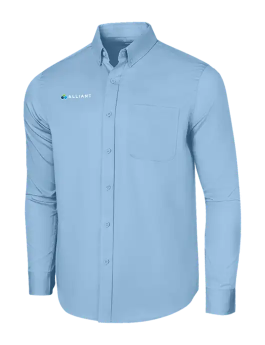 Long Sleeve Light Blue Superpro React Twill Shirt w/Alliant Logo