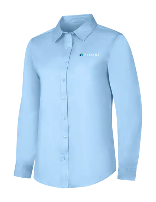 Womens Light Blue Long Sleeve Superpro React Twill Shirt w/Alliant Logo