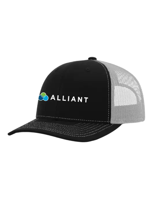 Richardson Adjustable Snapback Original 112 Trucker Cap Black w/White Mesh w/Alliant Logo