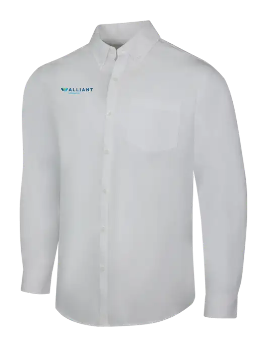 White Long Sleeve Carefree Poplin Shirt w/Foundation Logo