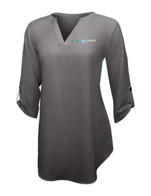 Dark Grey Womens 3/4 Sleeve Tunic Blouse w/Foundation Logo
