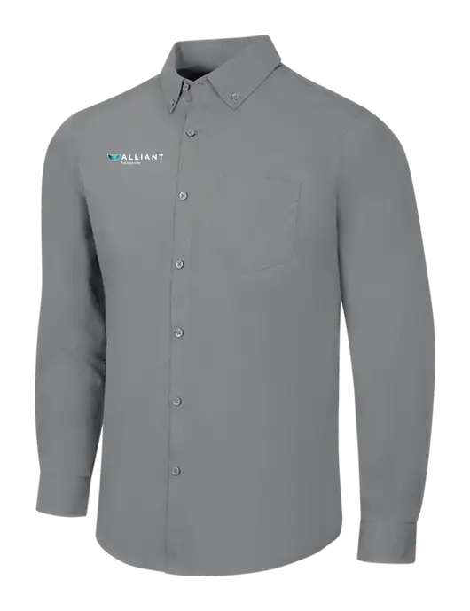 Medium Grey Long Sleeve Carefree Poplin Shirt w/Foundation Logo