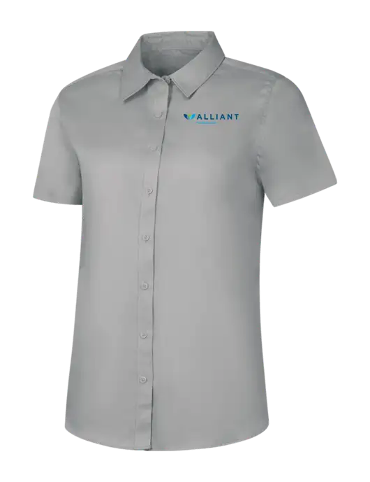 Womens Light Grey Short Sleeve Superpro React Twill Shirt w/Foundation Logo