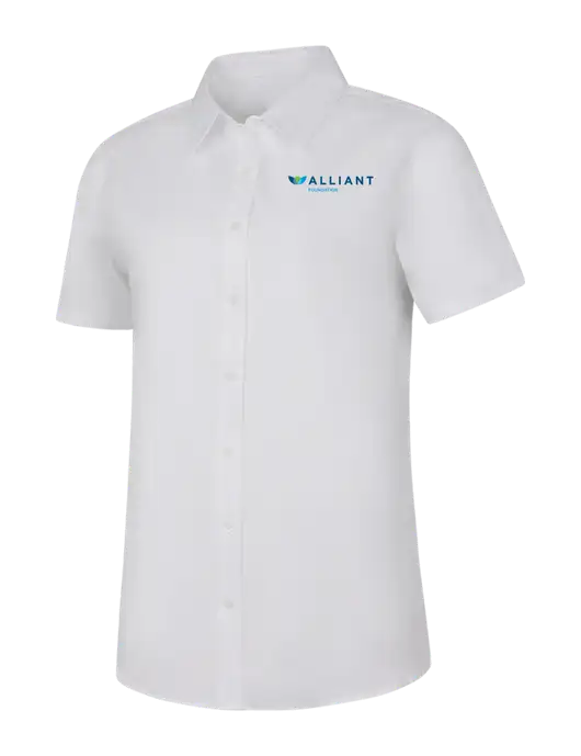 Womens White Short Sleeve Superpro React Twill Shirt w/Foundation Logo