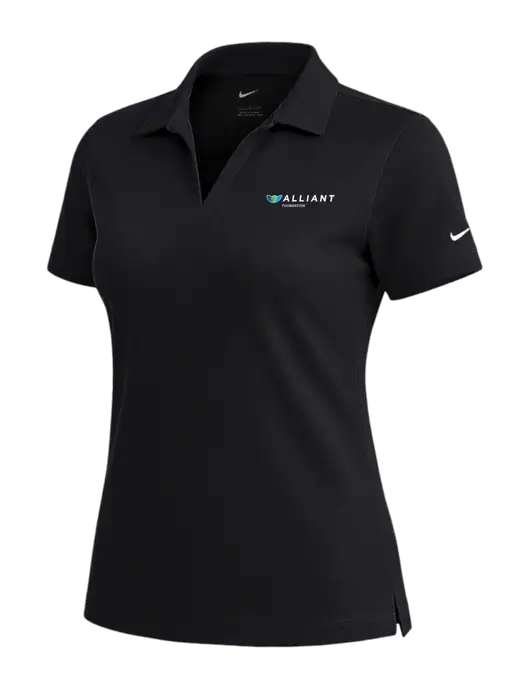 NIKE Black Womens Dri-Fit Micro Pique Polo w/Foundation Logo